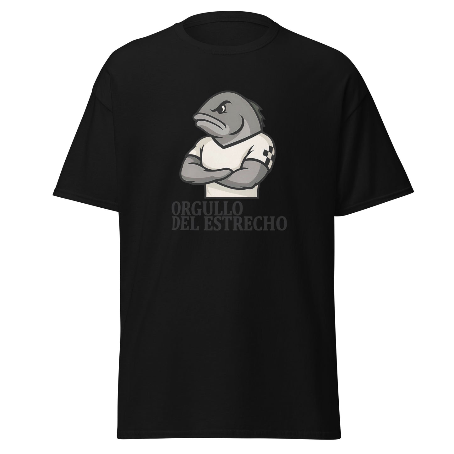 Camiseta Ceuta negra equipo fútbol Orgullo del estrecho con imagen caballa front