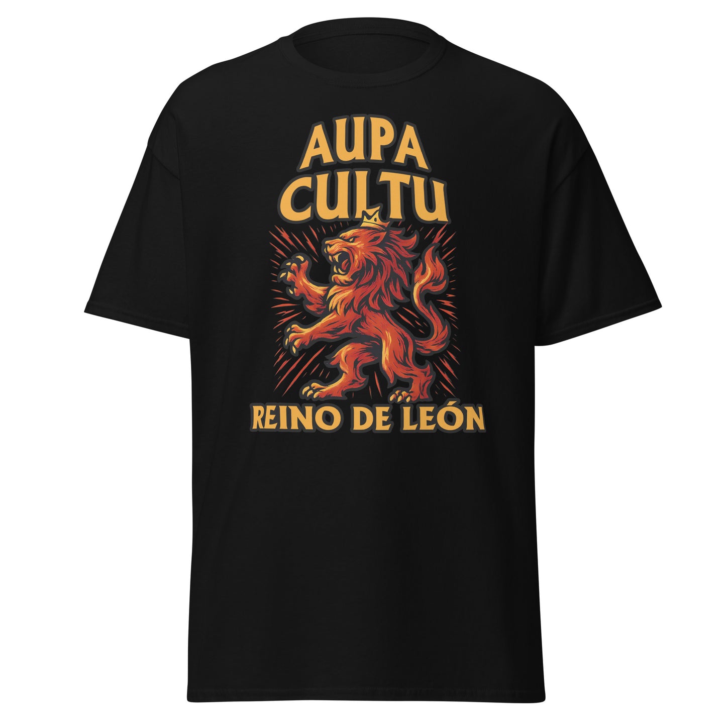 Camiseta Cultural Leonesa negra equipo fútbol Aupa Cultu con imagen león front