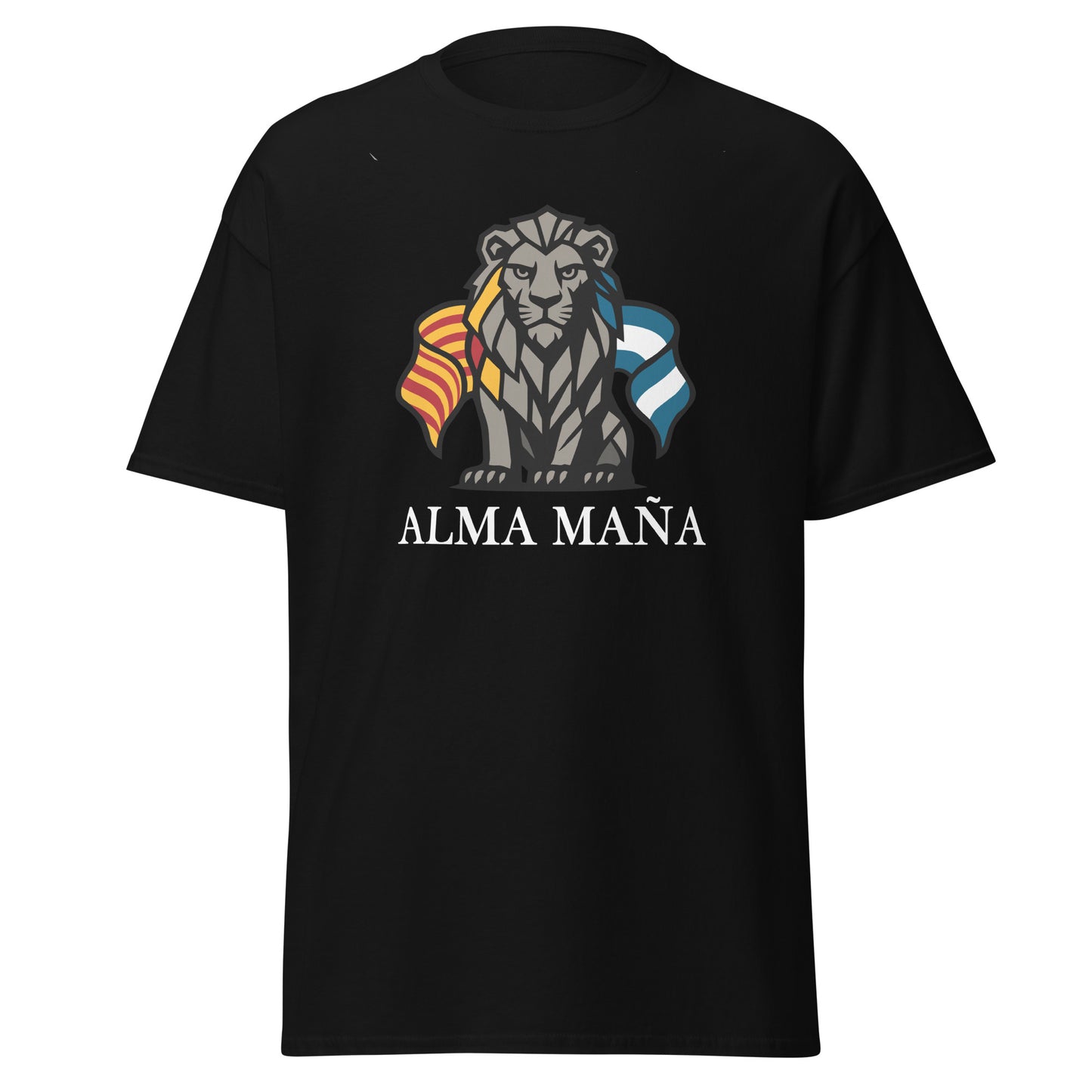 Camiseta Zaragoza negra equipo fútbol Alma Maña con imagen león front