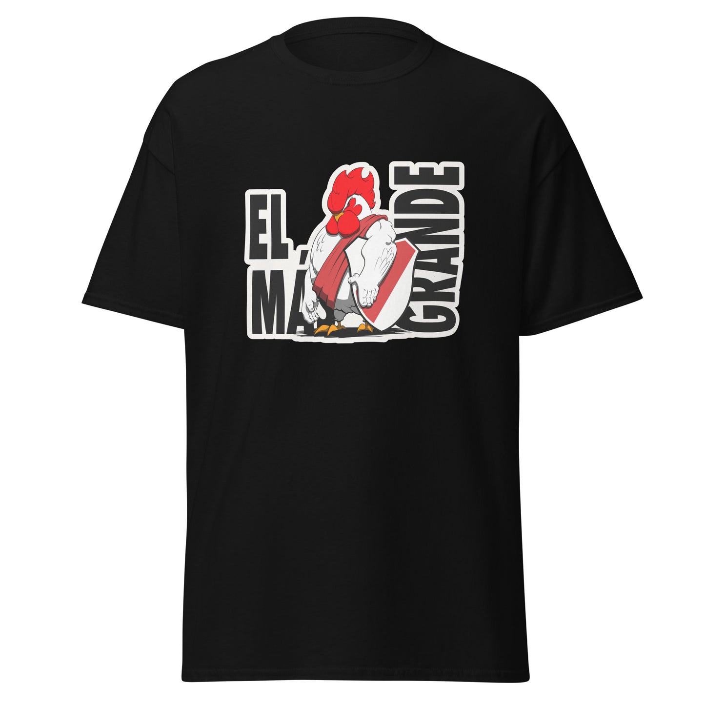 Camiseta River Plate negra equipo fútbol El Más Granse con imagen gallina front