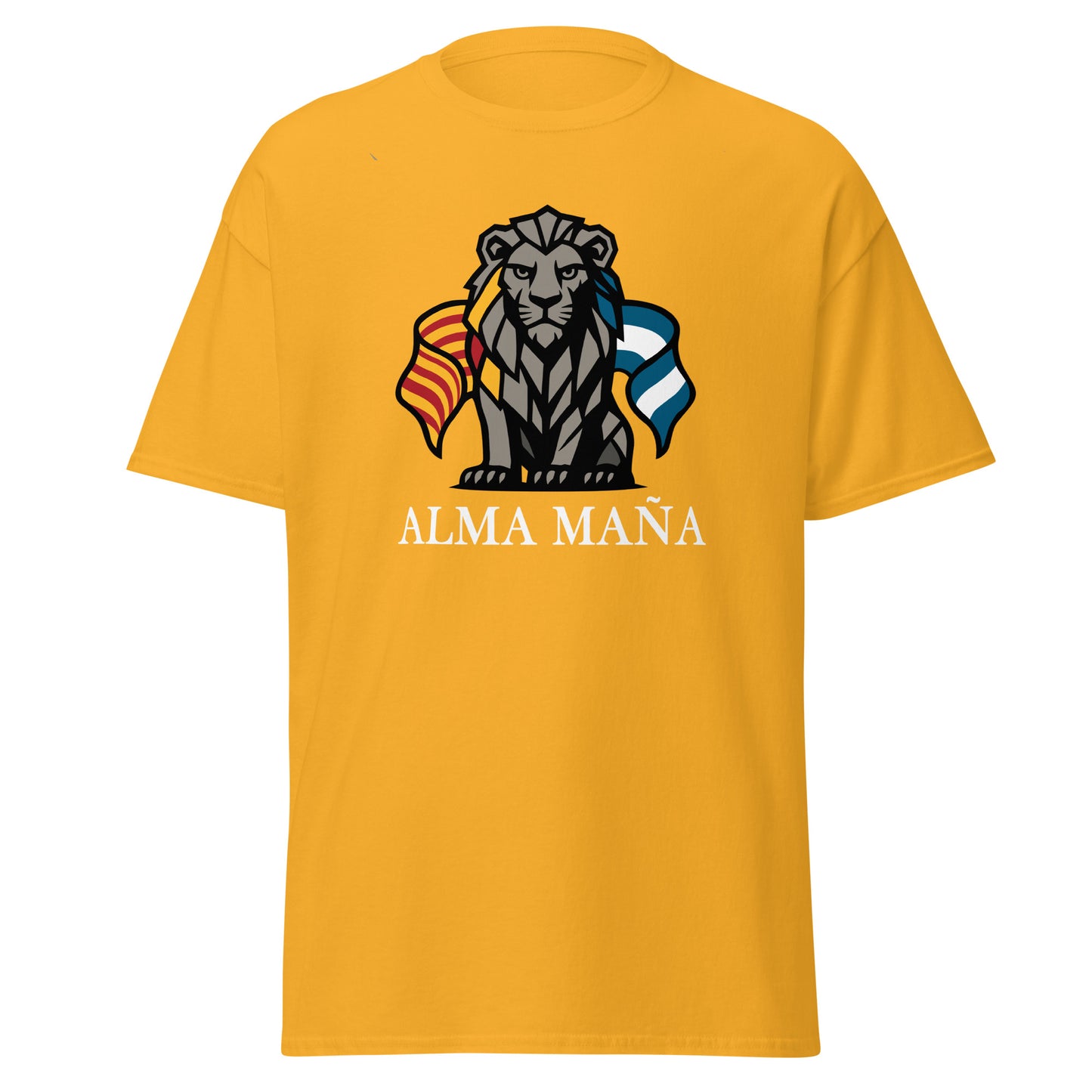 Camiseta Zaragoza amarilla equipo fútbol Alma Maña con imagen león front