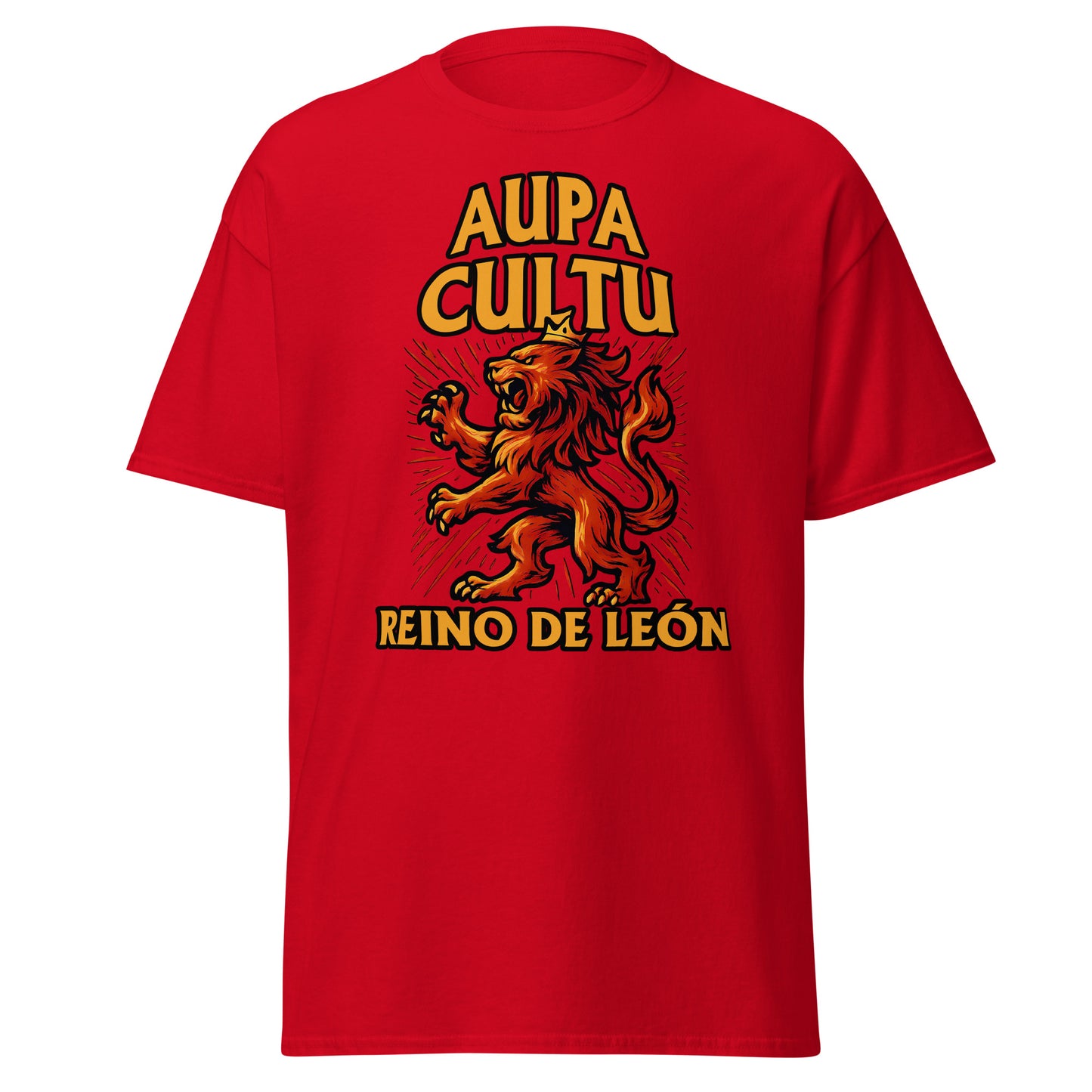 Camiseta Cultural Leonesa roja equipo fútbol Aupa Cultu con imagen león front