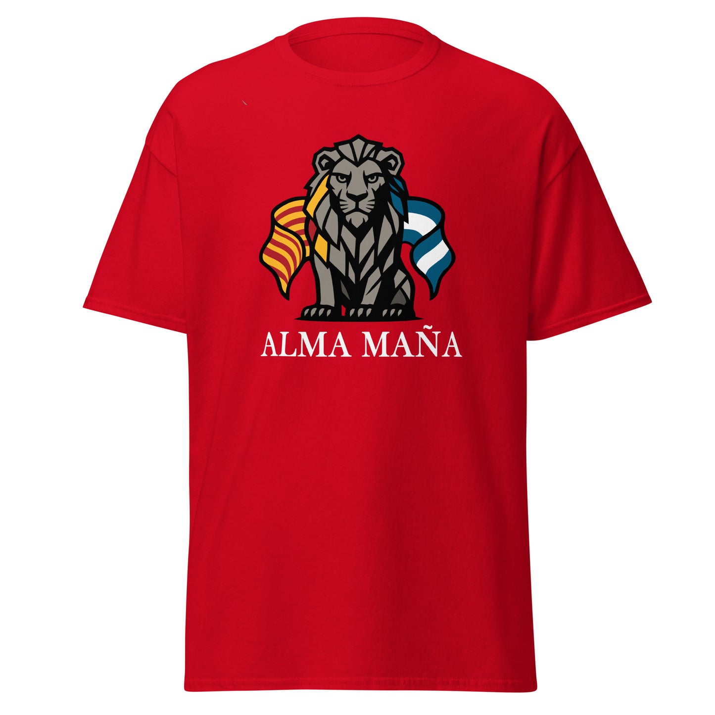 Camiseta Zaragoza roja equipo fútbol Alma Maña con imagen león front