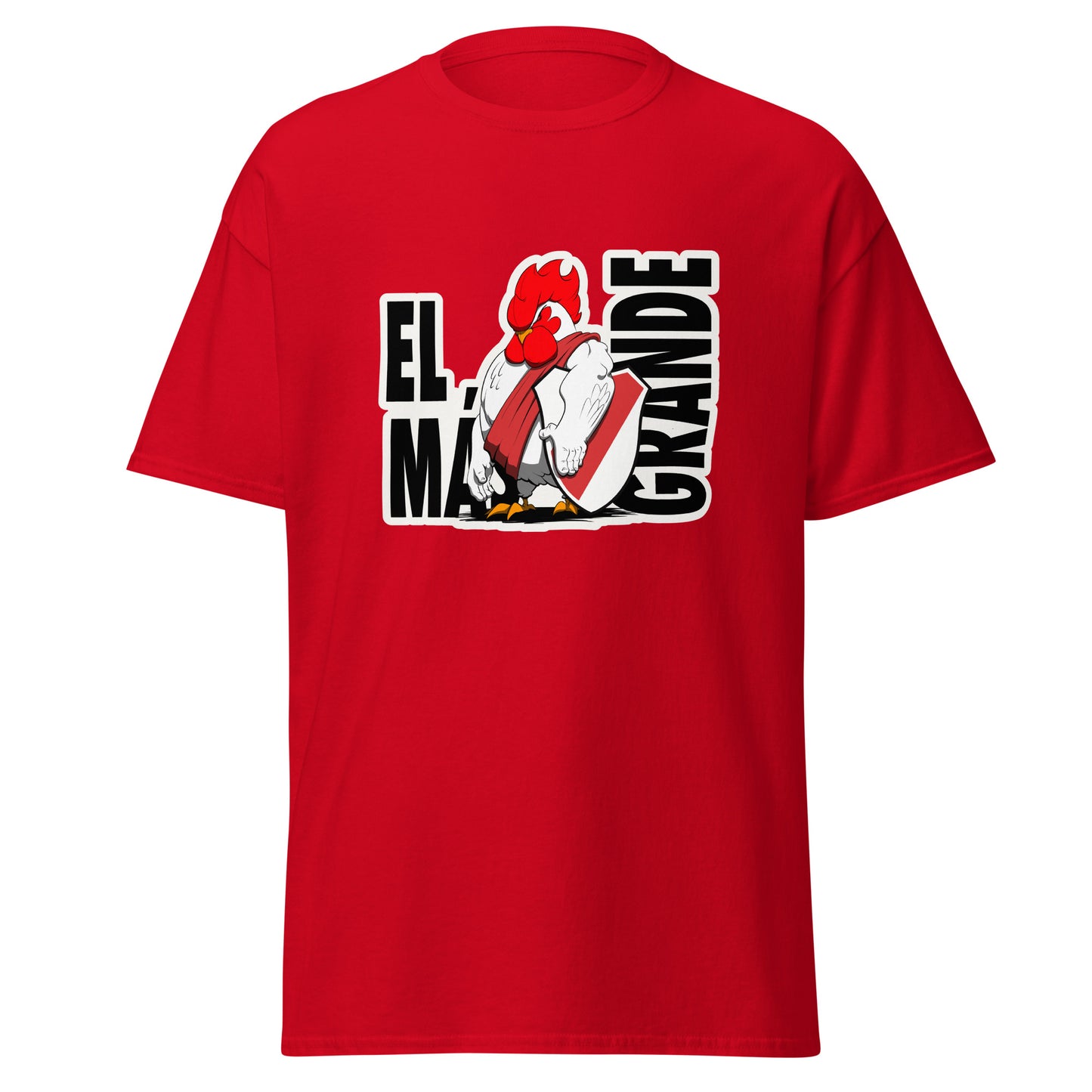 Camiseta River Plate roja equipo fútbol El Más Granse con imagen gallina front