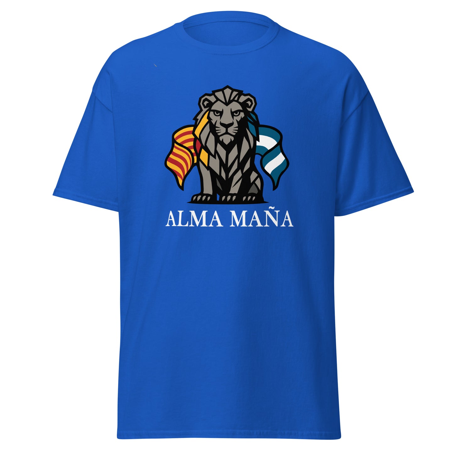 Camiseta Zaragoza azul equipo fútbol Alma Maña con imagen león front