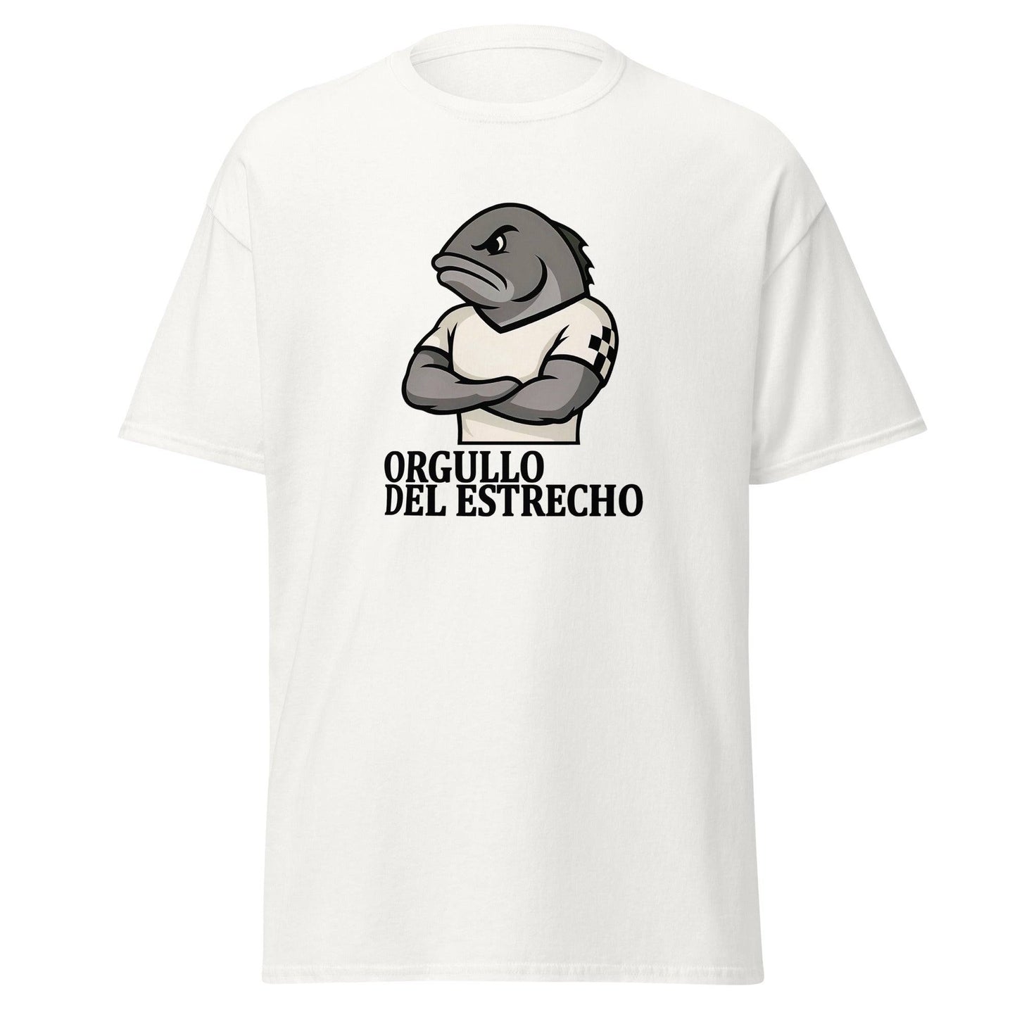 Camiseta Ceuta blanca equipo fútbol Orgullo del estrecho con imagen caballa front