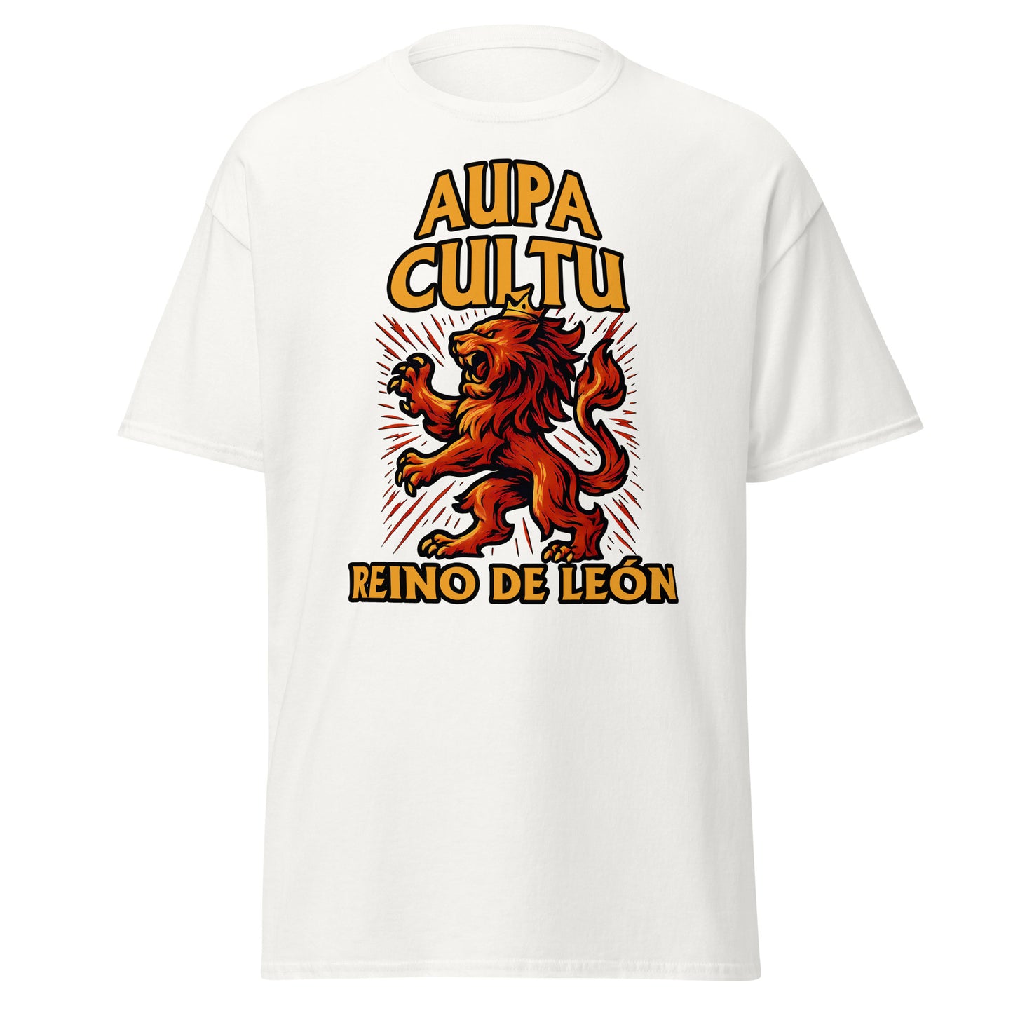 Camiseta Cultural Leonesa blanca equipo fútbol Aupa Cultu con imagen león front