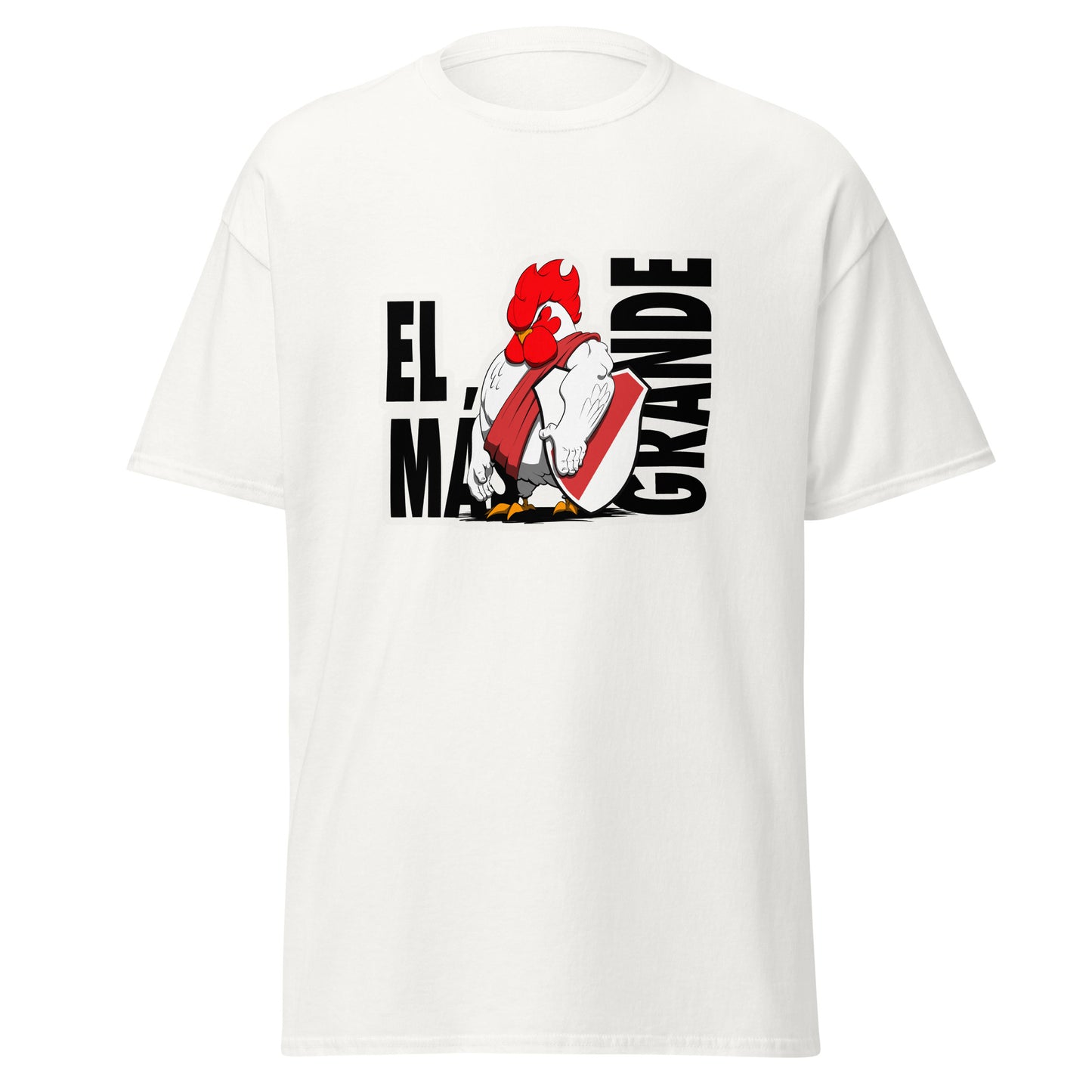 Camiseta River Plate blanca equipo fútbol El Más Granse con imagen gallina front