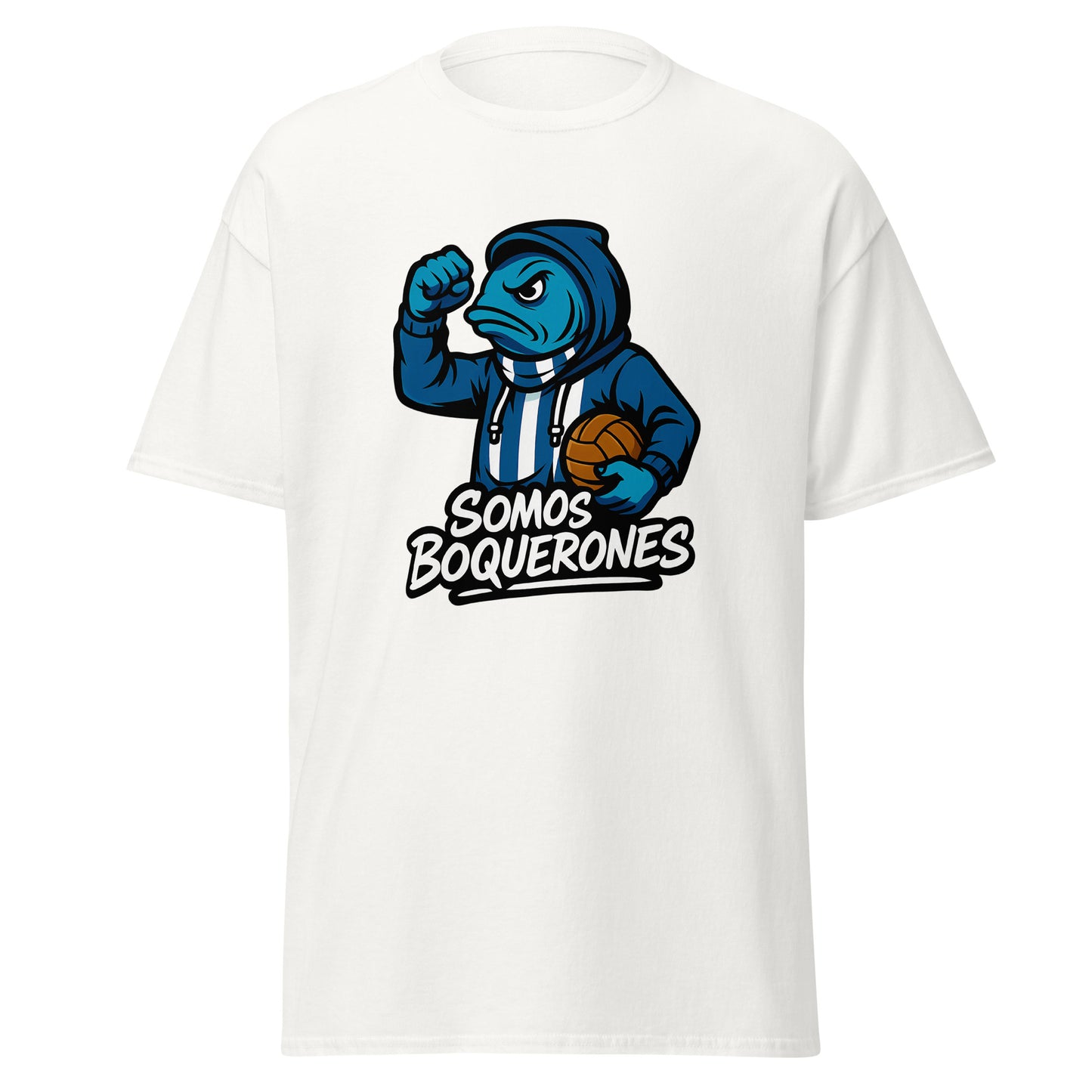 Camiseta Málaga blanca equipo fútbol Somos Boquerones front