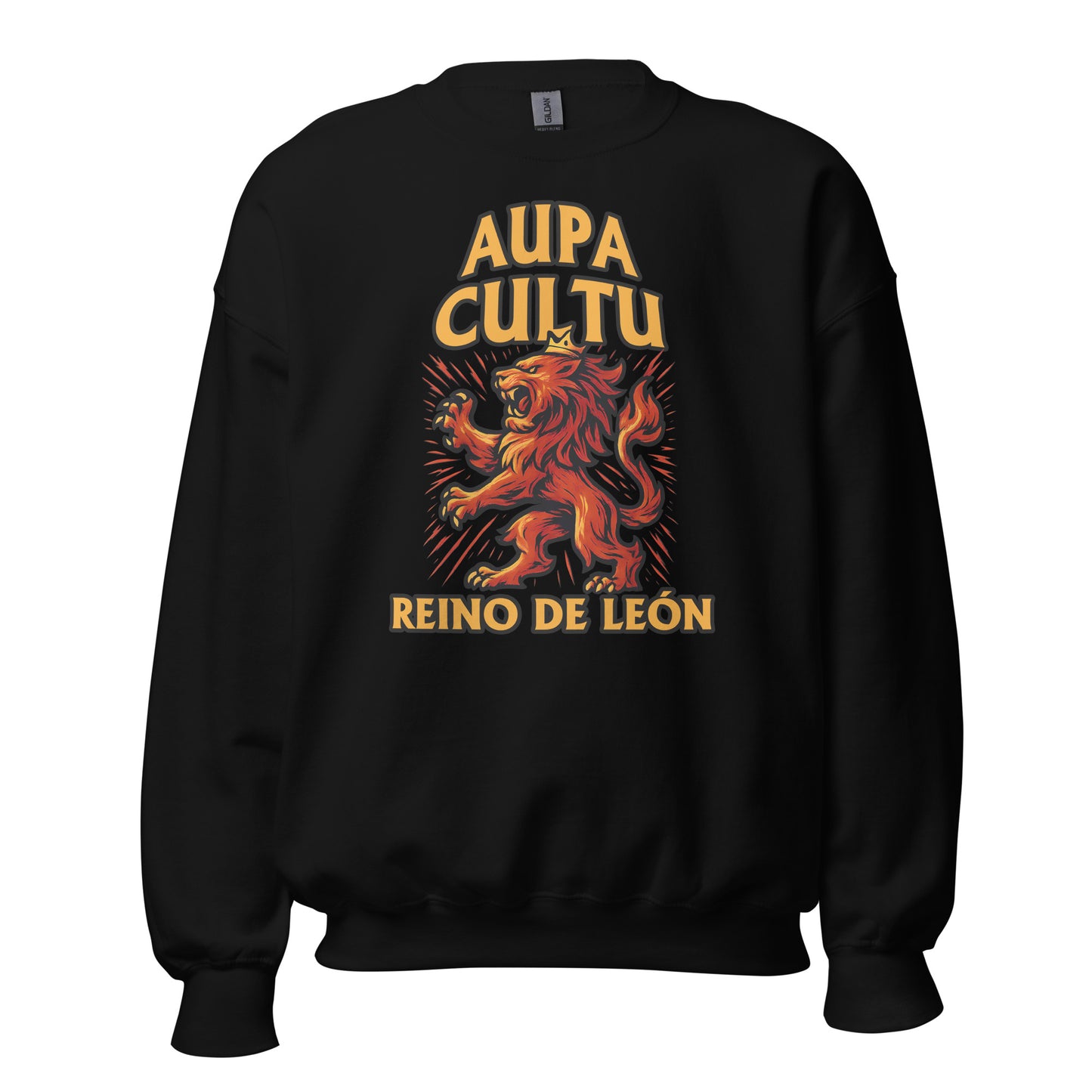 Sudadera Cultural Leonesa negra equipo fútbol Aupa Cultu con imagen león front
