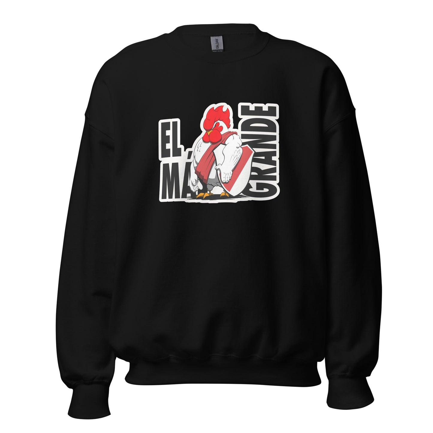 Sudadera River Plate negra equipo fútbol El Más Granse con imagen gallina front