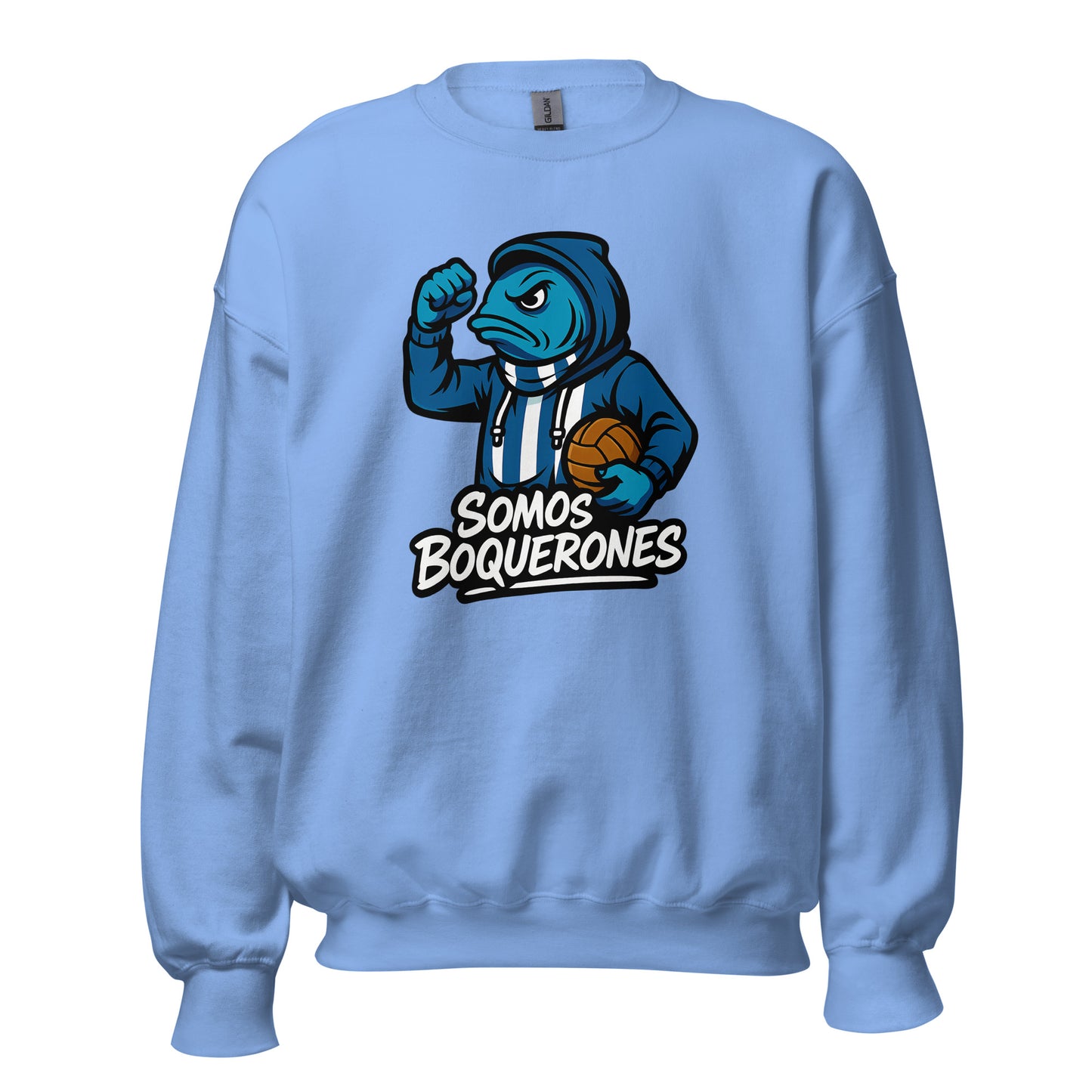 Sudadera Málaga azul carolina equipo fútbol Somos Boquerones front