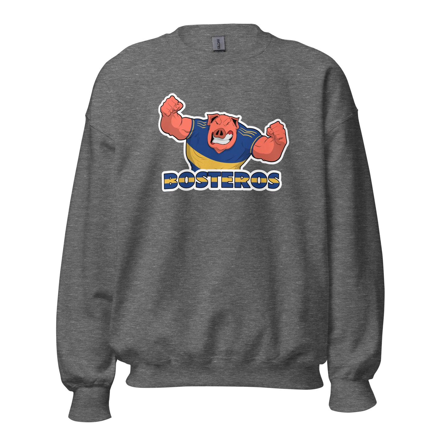 Sudadera Boca Junior gris equipo fútbol Bosteros con imagen cerdo front