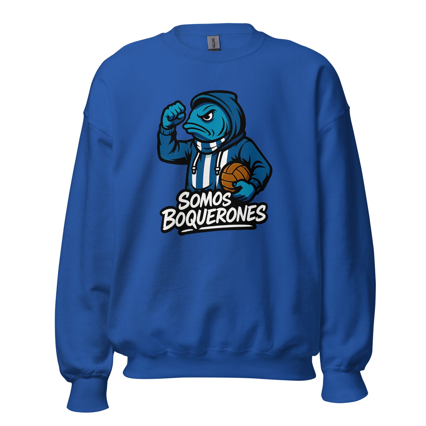 Sudadera Málaga azul equipo fútbol Somos Boquerones front