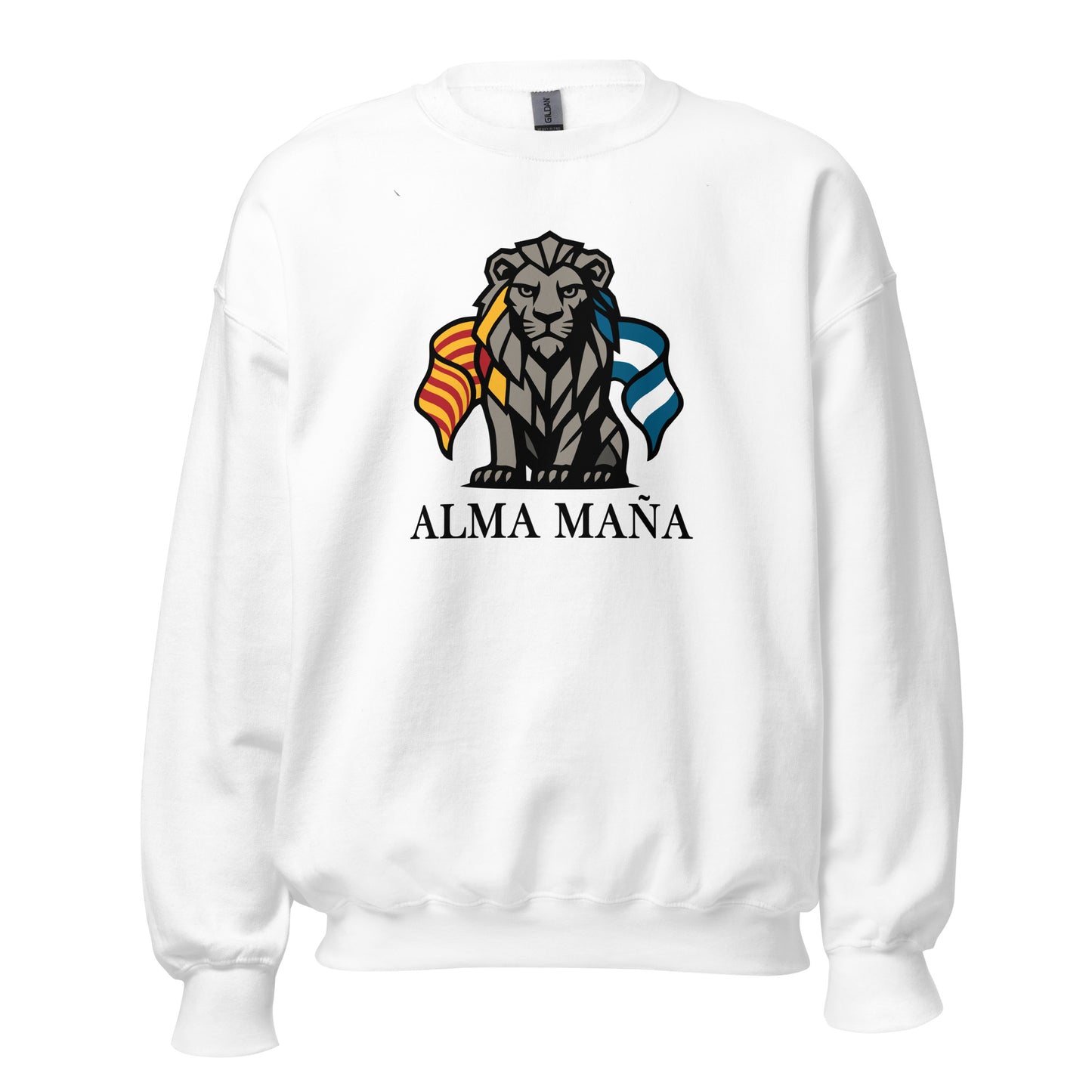 Sudadera Zaragoza blanca equipo fútbol Alma Maña con imagen león front