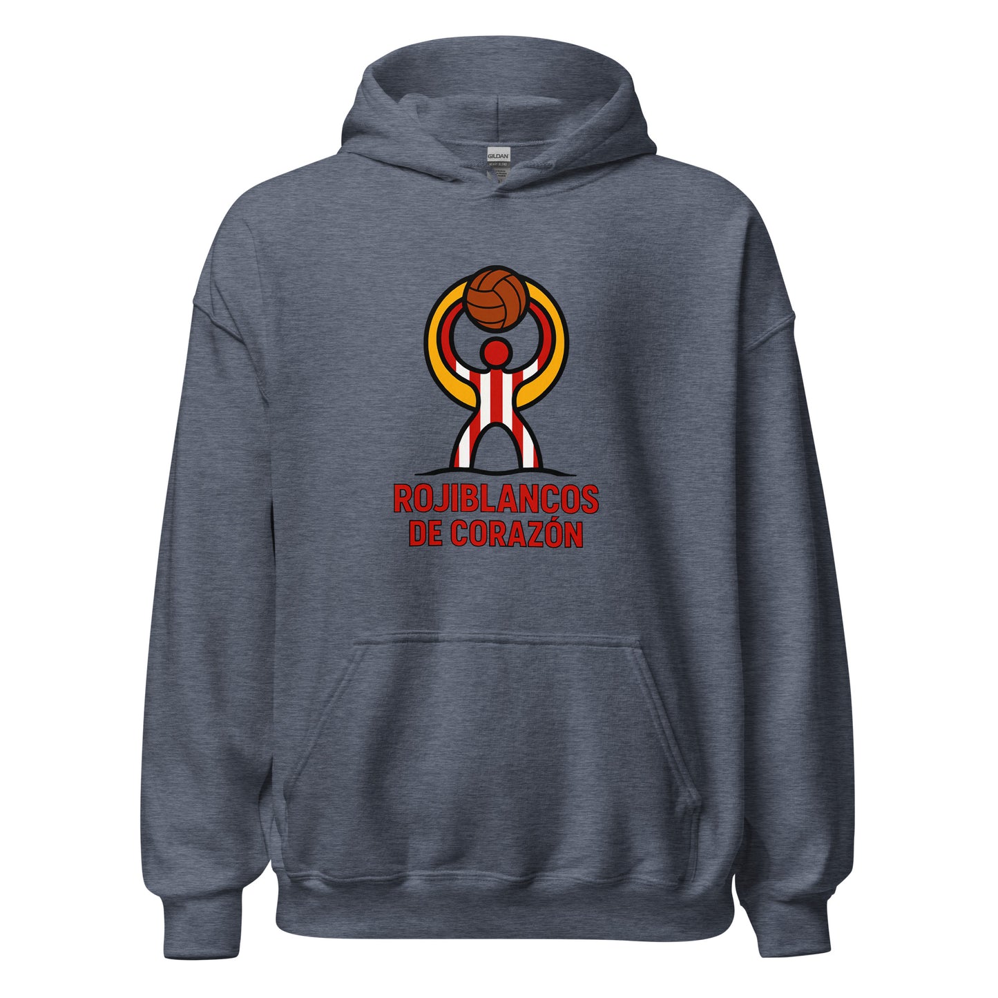 Hoodie Almería gris equipo fútbol Rojiblancos de Corazón front