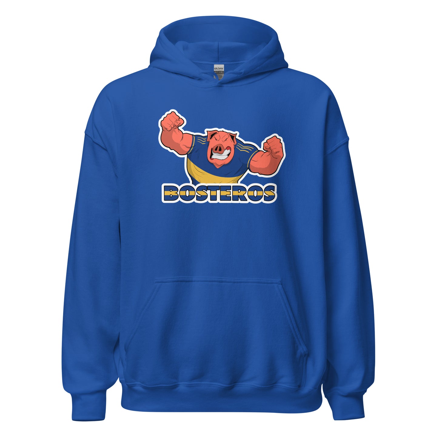 Hoodie Boca Junior azul equipo fútbol Bosteros con imagen cerdo front