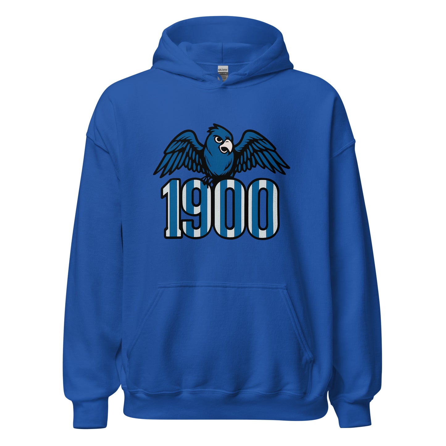 Hoodie Espanyol azul royal equipo fútbol 1900 con periquito front