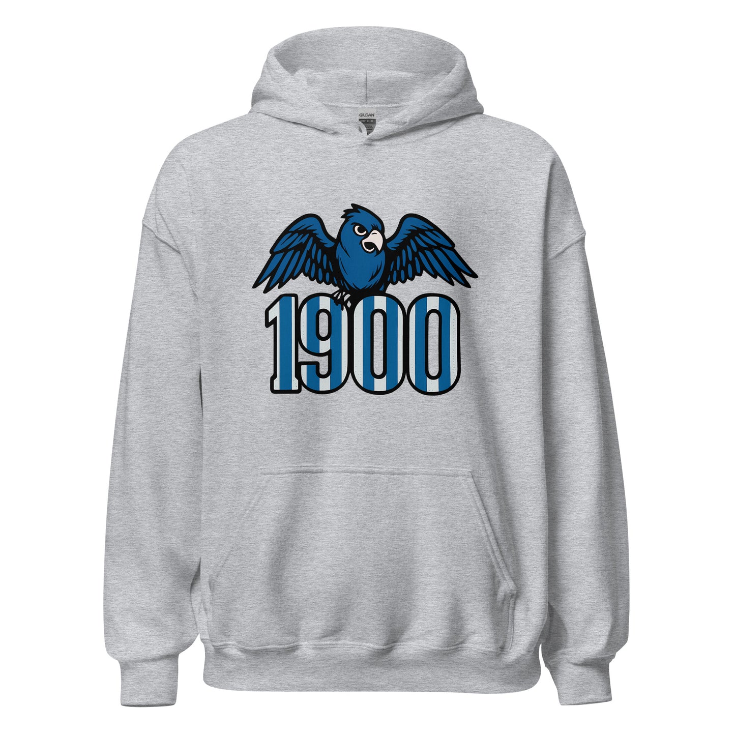 Hoodie Espanyol gris claro equipo fútbol 1900 con periquito front