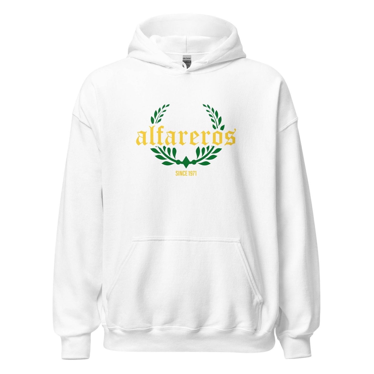 Sudadera capucha blanca Alcorcón equipo fútbol Alfareros front