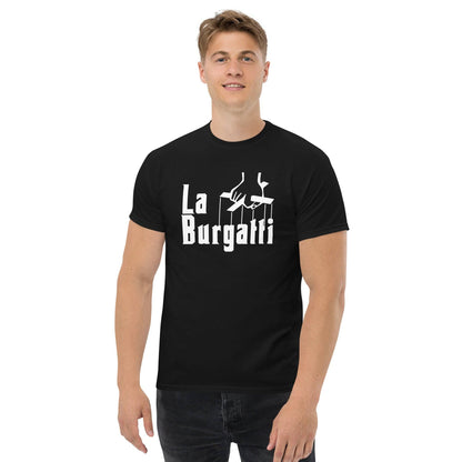 Camiseta negra Burgos equipo fútbol La Burgatti il padrino front