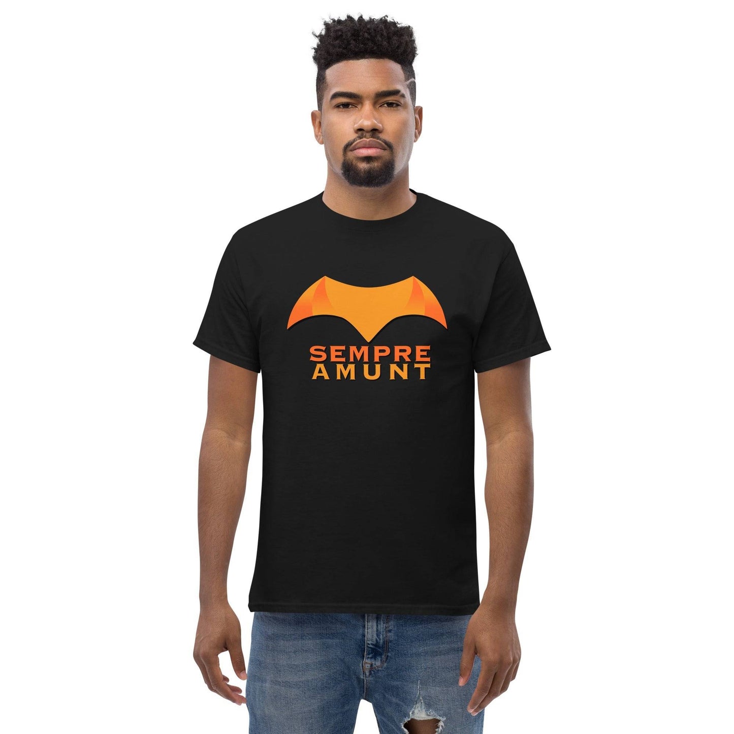 Camiseta negra Valencia equipo fútbol Sempre Amunt murciélago front