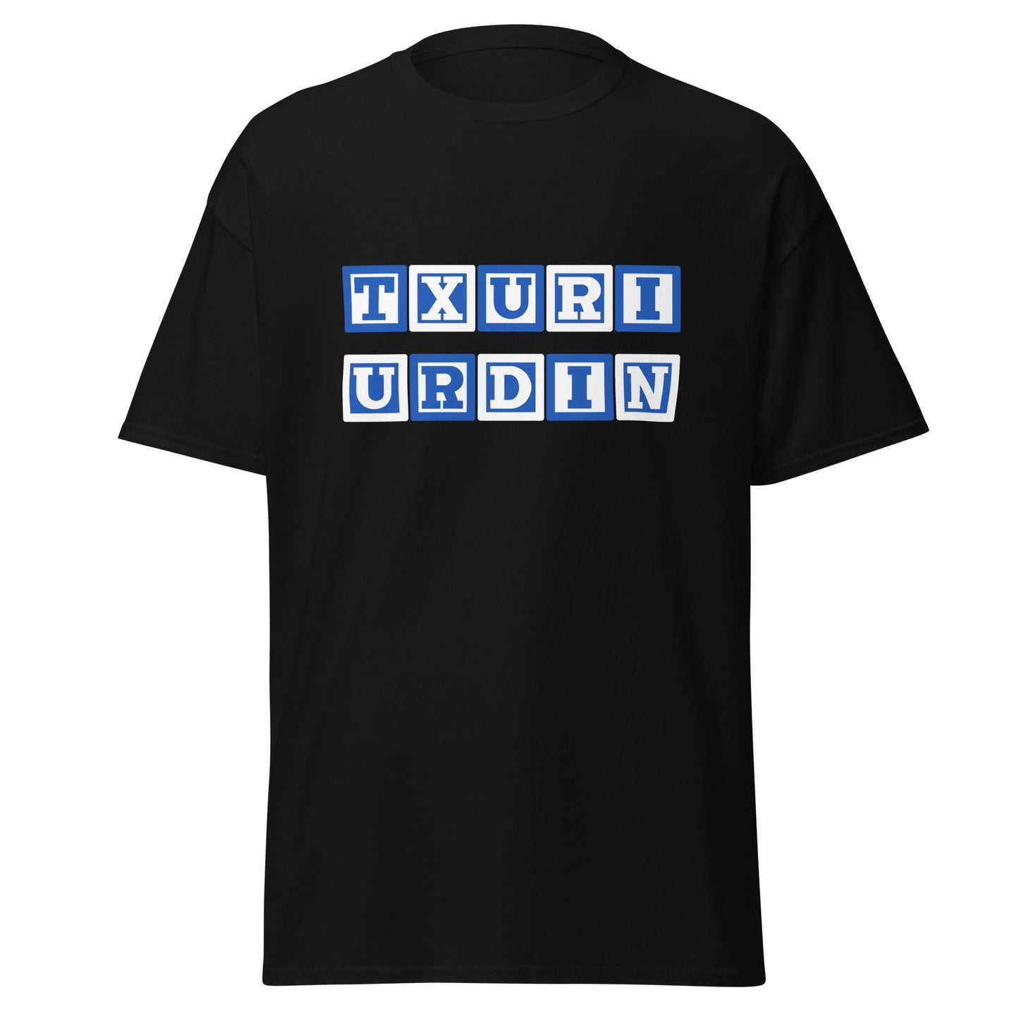 Camiseta negra Real Sociedad equipo fútbol Txuri Urdin front