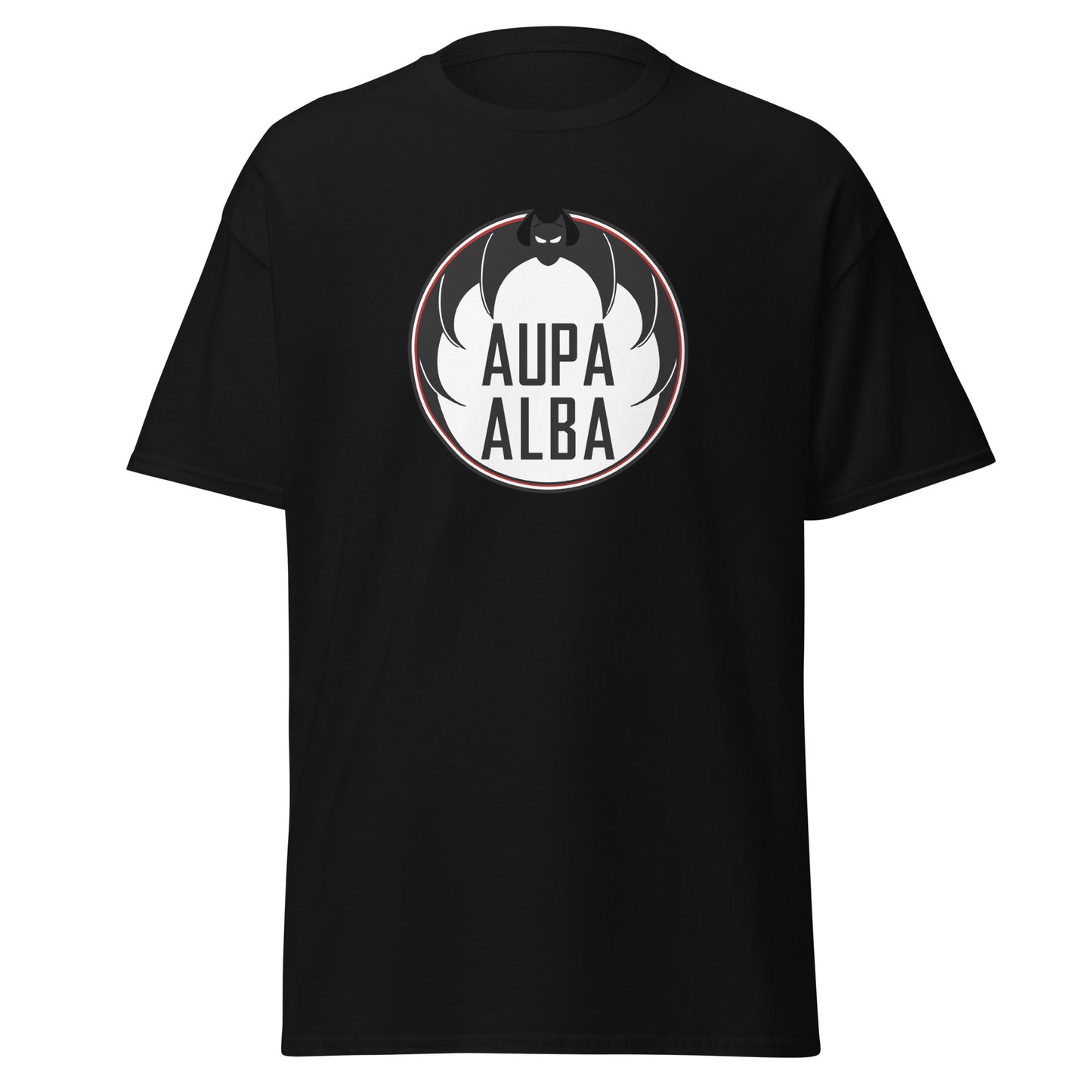 Camiseta negra Albacete equipo fútbol Aupa Alba Murciélago front