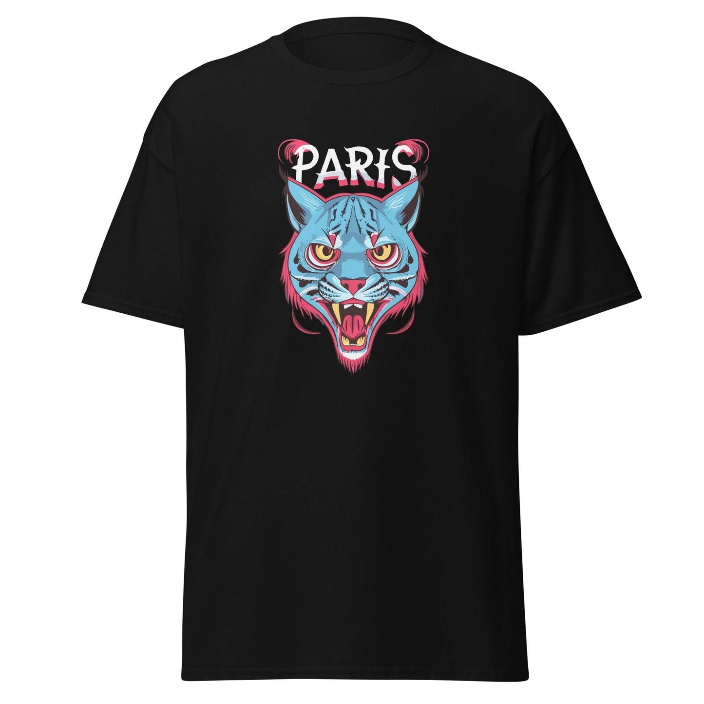 Camiseta negra Paris Saint-Germain equipo fútbol con lince front