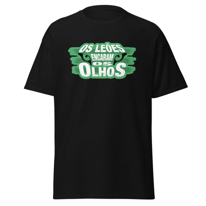 Camiseta negra Sporting Portugal equipo fútbol Os Leoes Encaram Os Olhos front