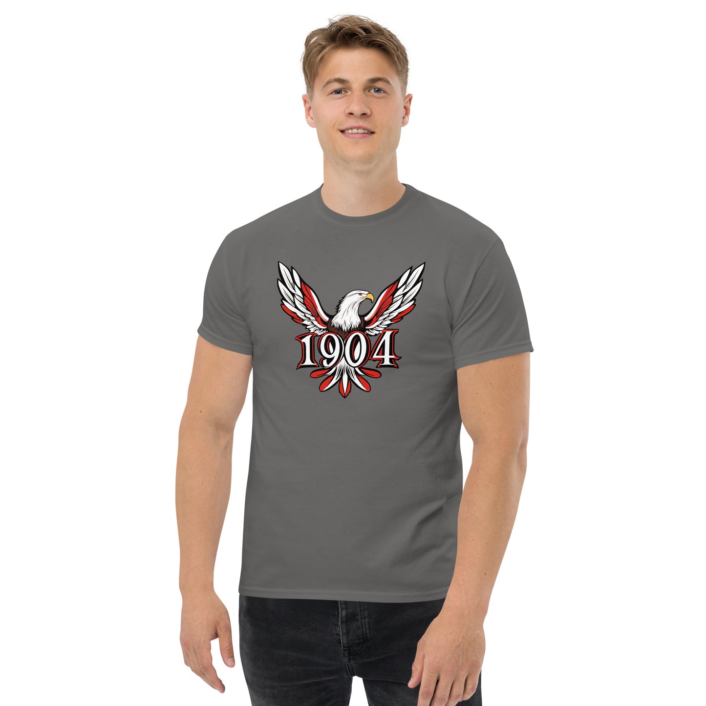 Camiseta gris oscuro Benfica equipo fútbol 1904 con imagen águila front