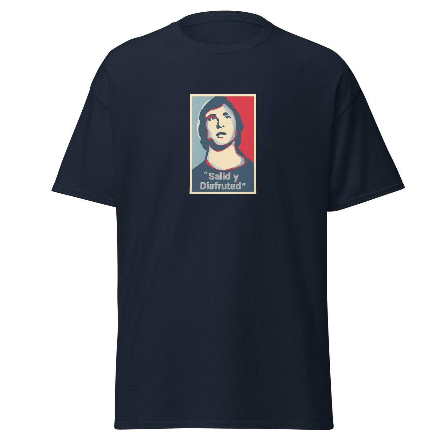 Camiseta navy FC Barcelona equipo fútbol Salid y Disfrutad Johan Cruyff front