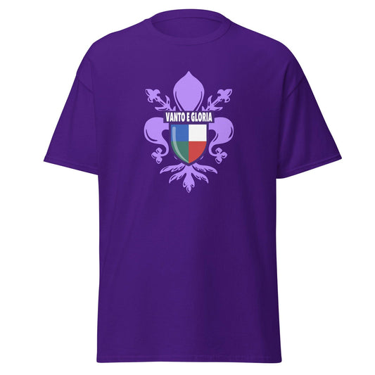 Camiseta lila Fiorentina equipo fútbol Vanto e Gloria giglio front