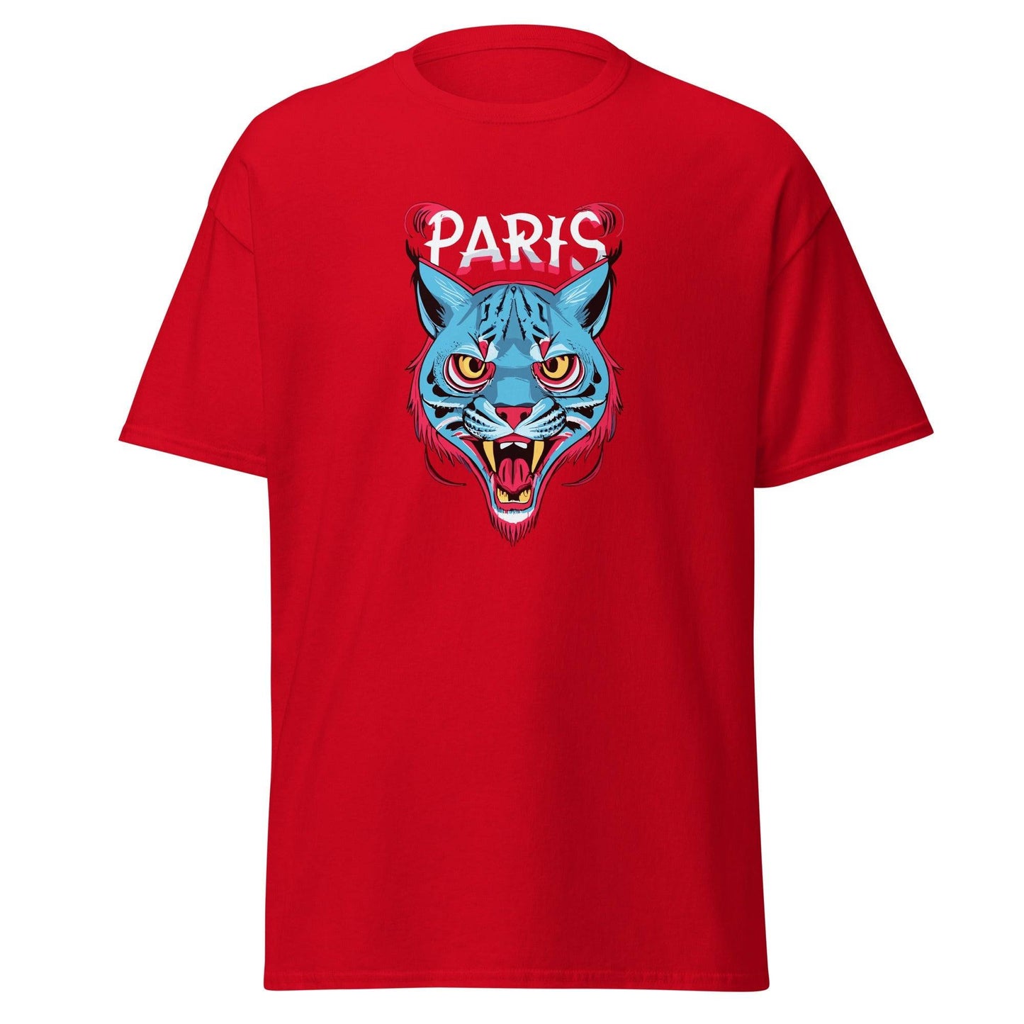 Camiseta roja Paris Saint-Germain equipo fútbol con lince front