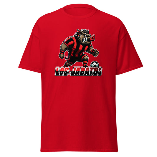Camiseta roja Mirandés equipo fútbol Los Jabatos con imagen jabalí front