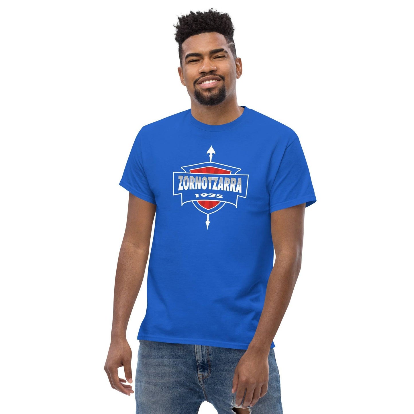 Camiseta azul Amorebita equipo fútbol Zornotzarra escudo front