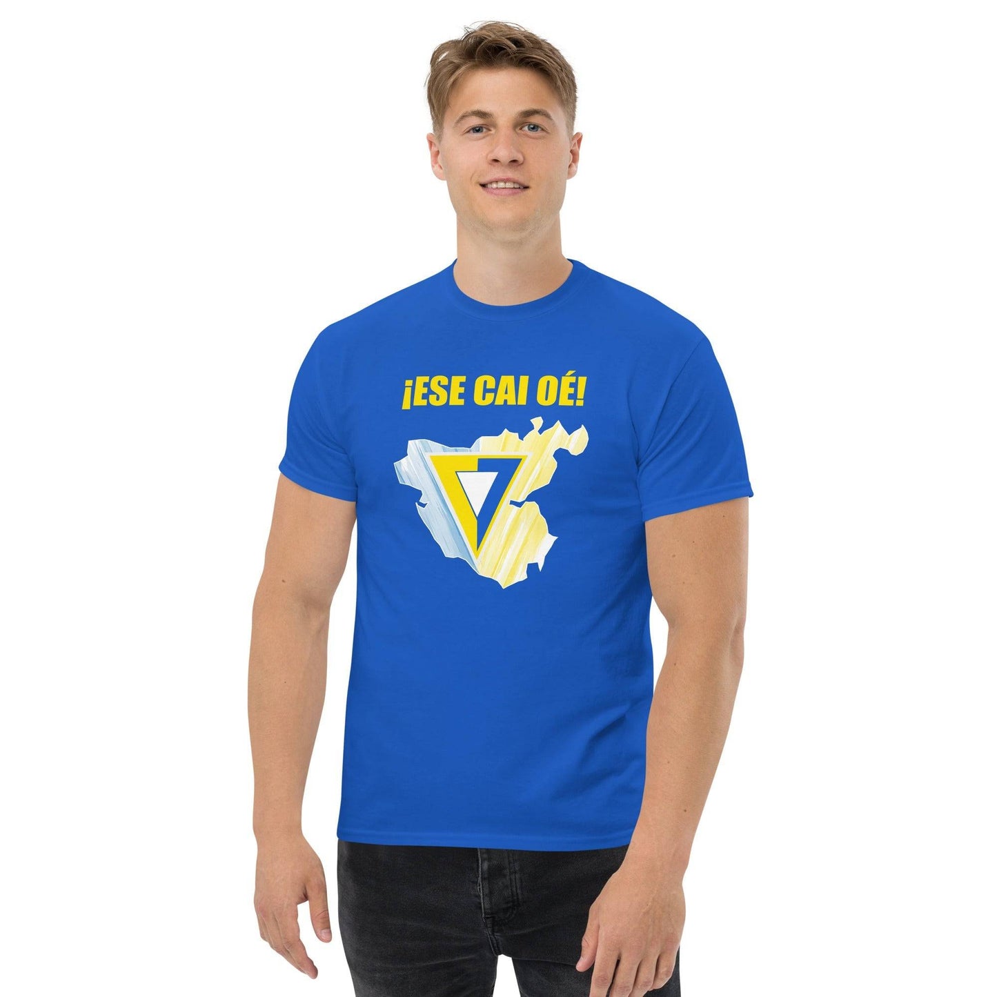 Camiseta azul Cádiz equipo fútbol Ese Cai Oé front