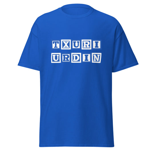 Camiseta azul Real Sociedad equipo fútbol Txuri Urdin front