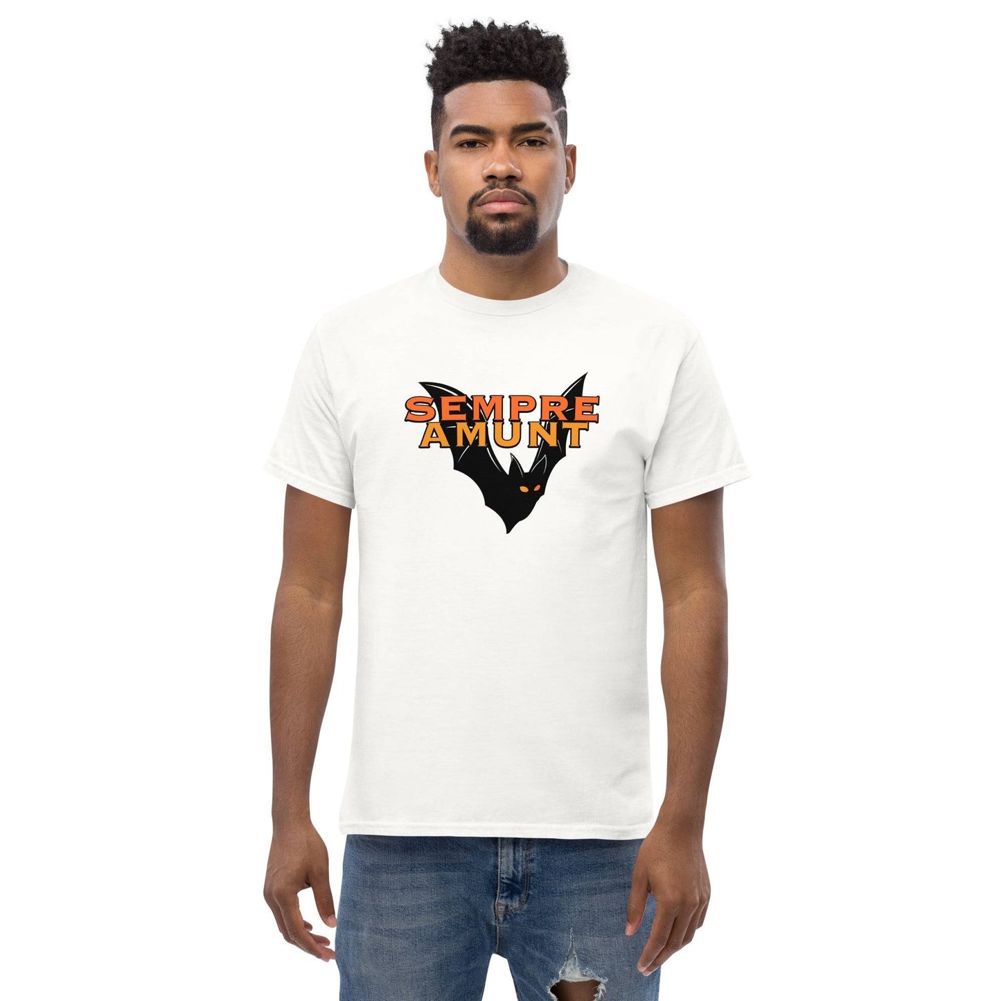 Camiseta blanca Valencia equipo fútbol Sempre Amunt murciélago front