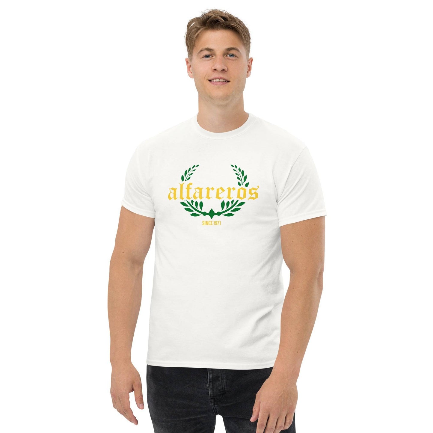 Camiseta blanca Alcorcón equipo fútbol Alfareros front