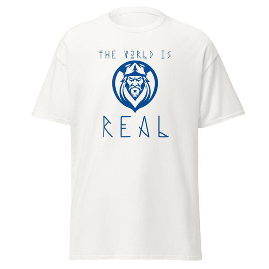 Camiseta blanca Real Madrid equipo fútbol The World is Real vikingo front