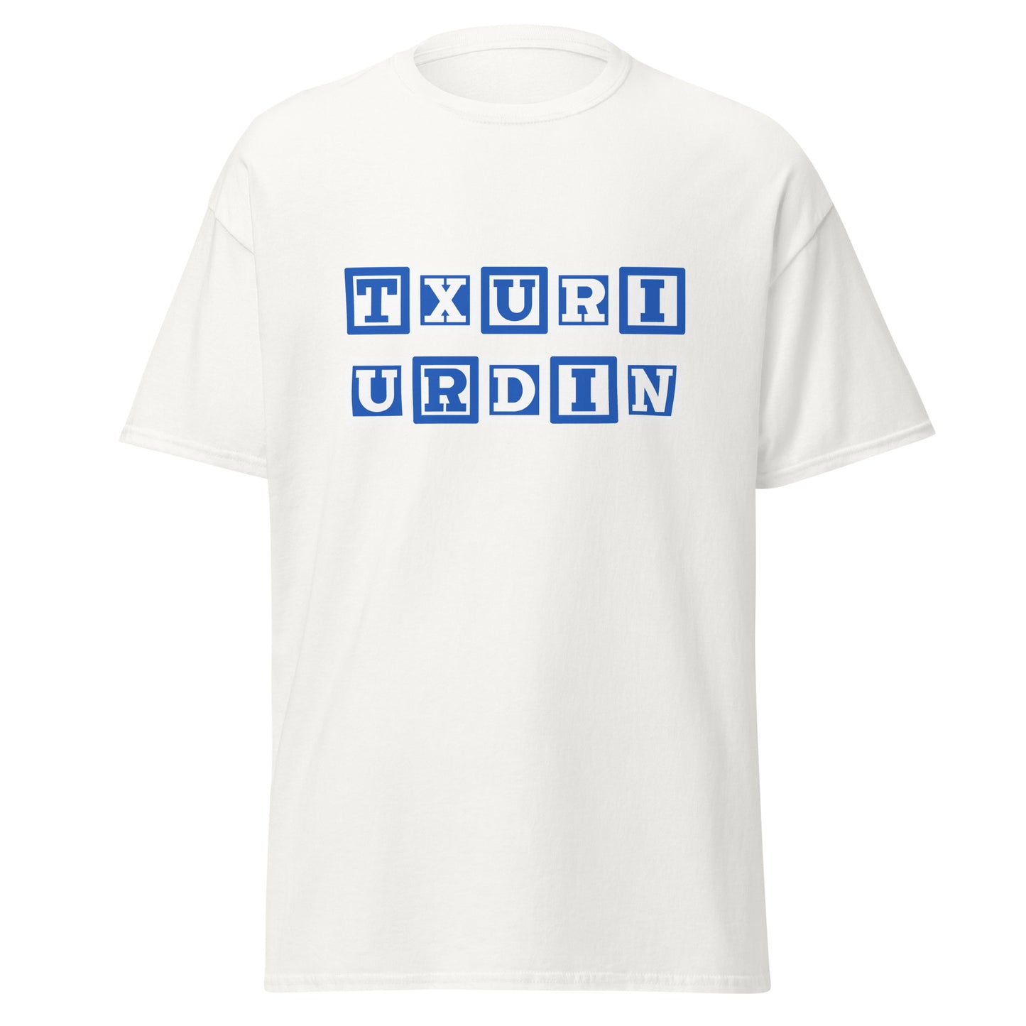 Camiseta blanca Real Sociedad equipo fútbol Txuri Urdin front