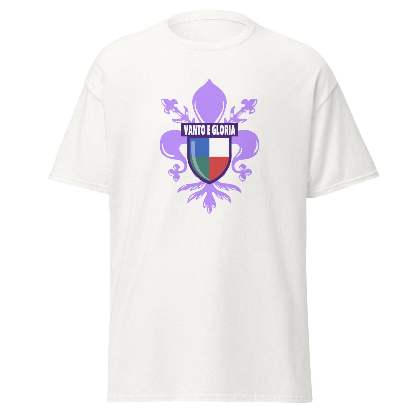 Camiseta blanca Fiorentina equipo fútbol Vanto e Gloria giglio front