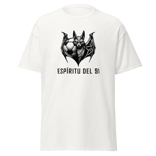 Camiseta blanca Albacete equipo fútbol Espíritu del 91 con murciélago front