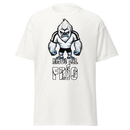 Camiseta blanca Burgos fútbol Yeti Hijos del Frío front