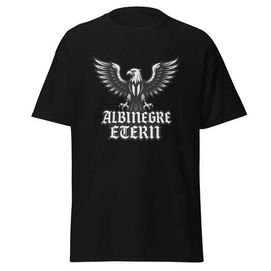 Camiseta Castellón negra equipo fútbol Albinegre Etern con imagen áliga front
