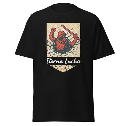 Camiseta Granada negra equipo fútbol Eterna Lucha con imagen guerrero nazarí front