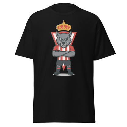 Camiseta Sporting Gijón negra equipo fútbol imagen Lobo front