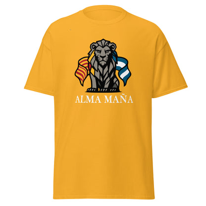 Camiseta Zaragoza amarilla equipo fútbol Alma Maña con imagen león front