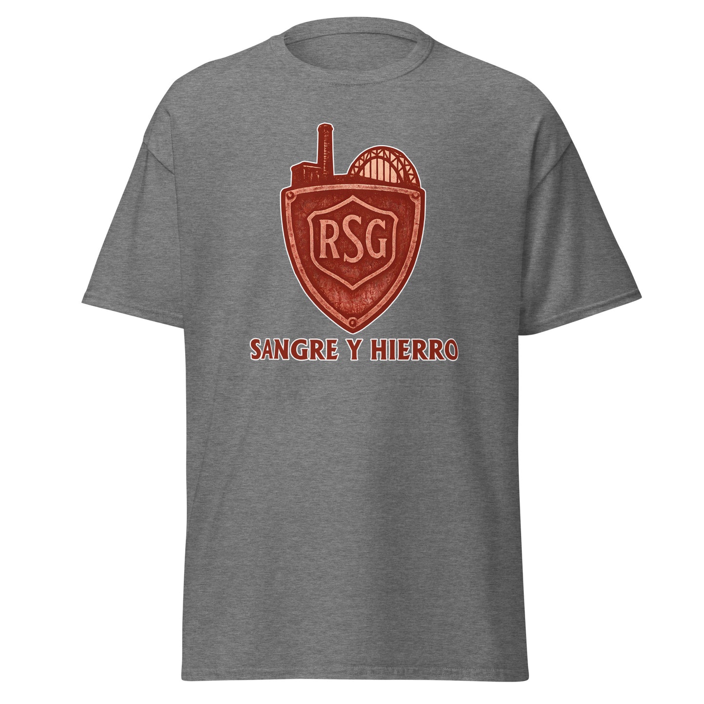 Camiseta Sporting Gijón gris equipo fútbol Sangre y Hierro front